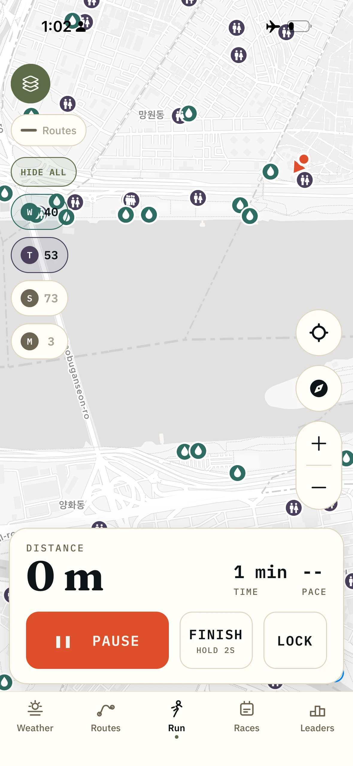 The amenity map working with the phone in airplane mode